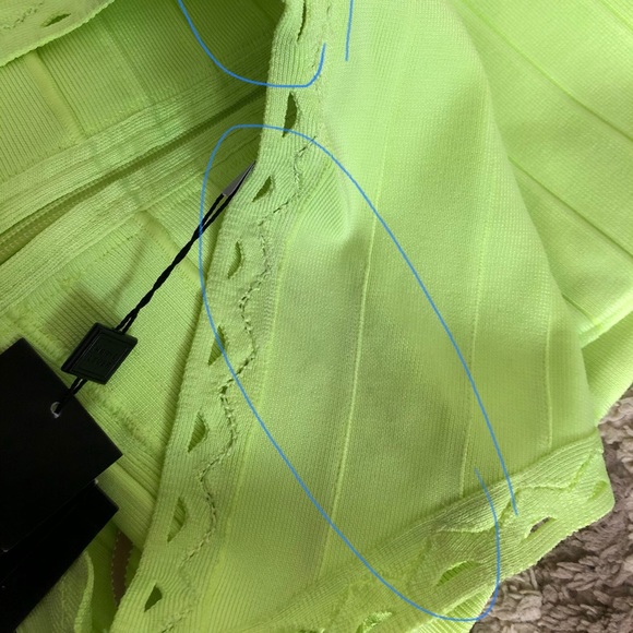 Herve Leger Neon Yellow Delfine Bodycon Dress S - Picture 6 of 8